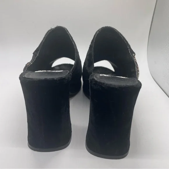 XOXO Velvet Platform Heels Black with Floral Pattern Women’s Size 7 - Picture 6 of 8